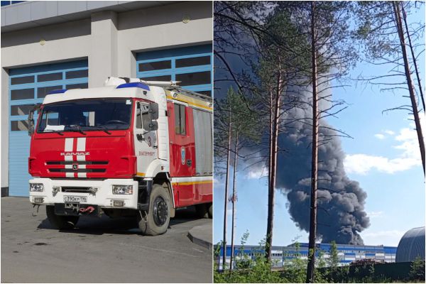 В Березовском начался серьезный пожар в промзоне
