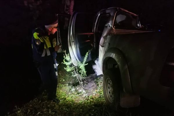 В Североуральске Toyota на полном ходу врезалась в опору ЛЭП