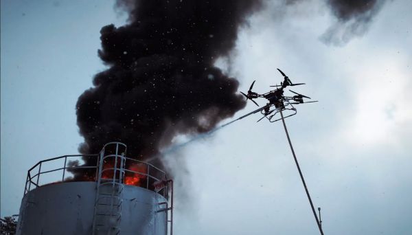 Пожарный дрон для тушения резервуаров с горючим  успешно испытали в Свердловской области