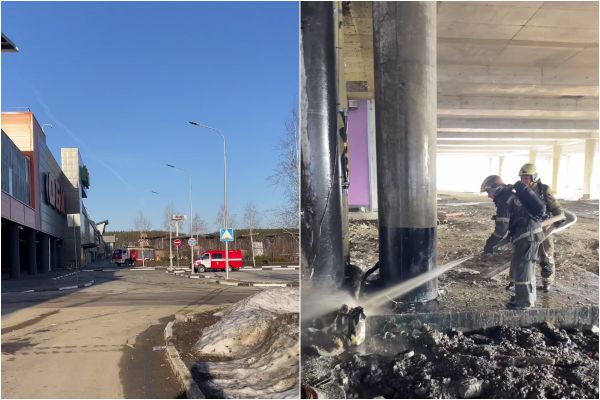В Екатеринбурге произошел пожар на парковке торгового центра «Мега»